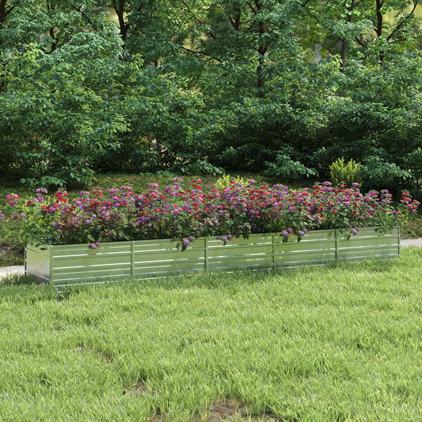 vidaXL Visoka greda 400x80x45 cm pocinkano jeklo srebrna