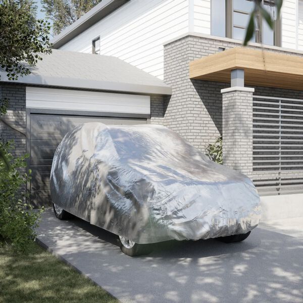 vidaXL Avtomobilska prevleka za terensko vozilo z sponkami srebrna XL