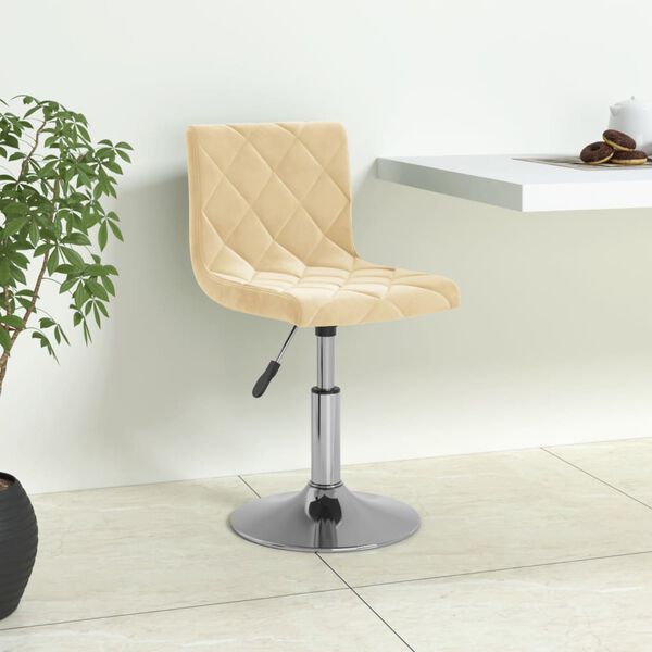 vidaXL Barski stolček krem žamet