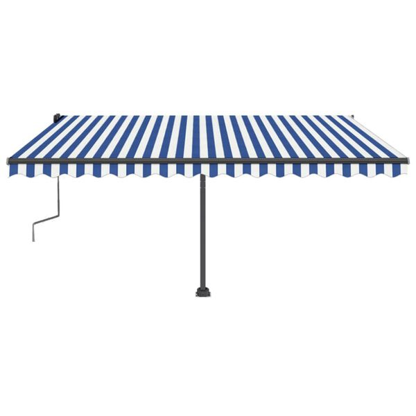 vidaXL Prostostoječa ročno zložljiva tenda 450x350 cm modra/bela