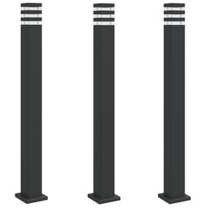 vidaXL Zunanja talna svetilka 3 kosi črna 110 cm aluminij