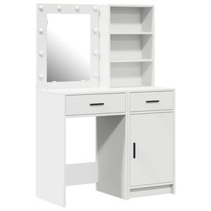 vidaXL Komplet mize za ličenje z LED 2 kos Bela Inženirski les