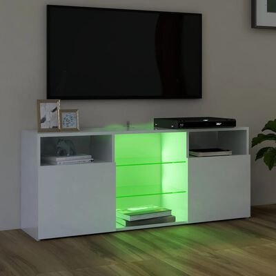 vidaXL TV omarica z LED lučkami visok sijaj bela 120x30x50 cm