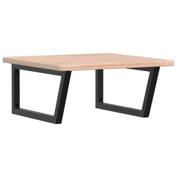 vidaXL Stenska polica za umivalnik jeklo in trdna hrastovina