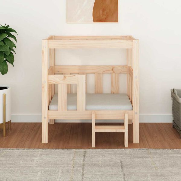 vidaXL Pasja postelja črn 65,5x50,5x70 cm trdna borovina