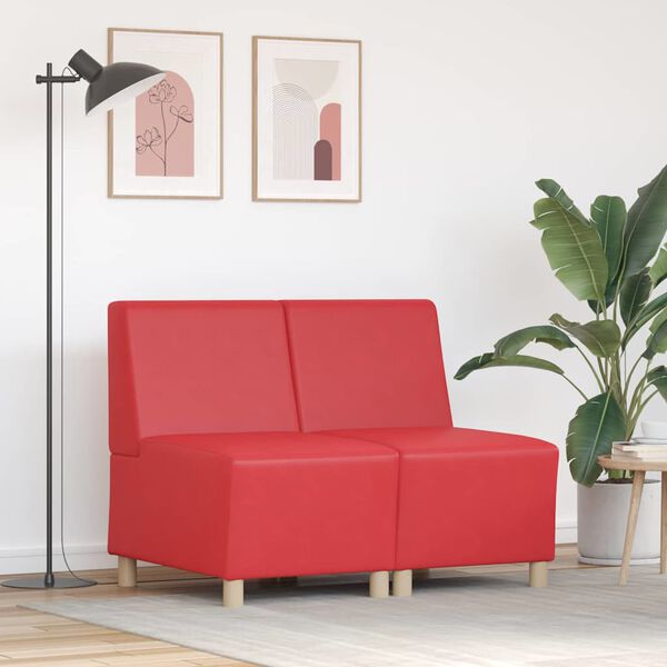 vidaXL Modularna sofa enota brez naslonov 2 pcs Rdeča 55 x 74 x 82 cm