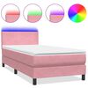 vidaXL Box spring postelja z vzmetnico LED roza 80x210 cm žamet
