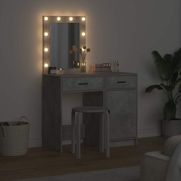 vidaXL Toaletna mizica 2 pcs Siva 50 x 41 x 135 cm Konstruiran les