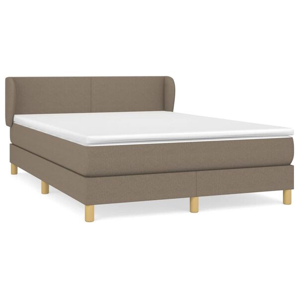 vidaXL Box spring postelja z vzmetnico taupe 140x200 cm blago