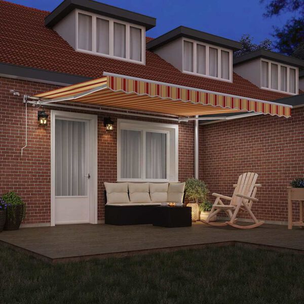 vidaXL Retraktilna tenda z LED lučmi Rumena in oranžna 400 &times; 300 cm