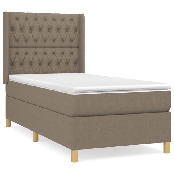 vidaXL Box spring postelja z vzmetnico taupe 100x200 cm blago