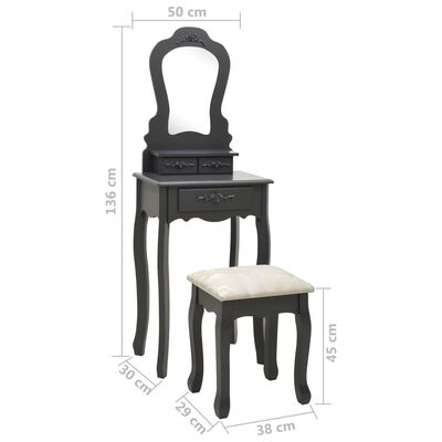 vidaXL Mizica za ličenje s stolčkom siva 50x59x136 cm les pavlovnije