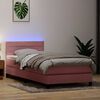 vidaXL Box spring postelja z vzmetnico LED Pink 100x220 cm Velvet