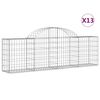 vidaXL Obokana gabionska ko&scaron;ara 13 kosov 200x30x60/80cm cinkano železo