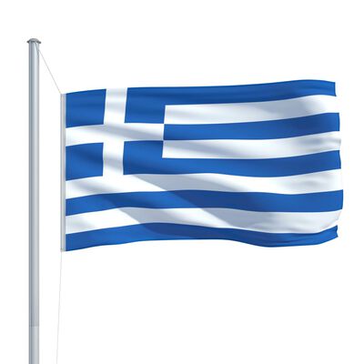 vidaXL Zastava Grčije in aluminijast zastavni drog 6,2 m