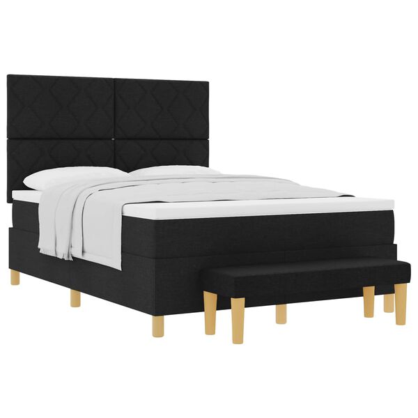 vidaXL Postelja z vzmetnico z vzmetnico Črna 160 x 200 cm blago