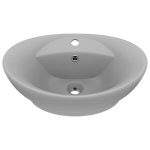 vidaXL Razko&scaron;en umivalnik ovalen mat svetlo siv 58,5x39 cm keramika