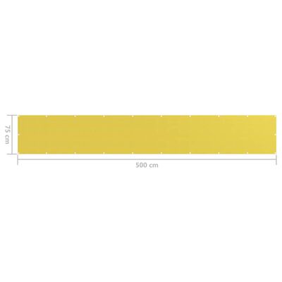 vidaXL Balkonsko platno rumeno 75x500 cm HDPE