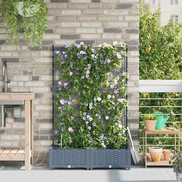 vidaXL Vrtni lonček 2 pcs Svetlo siva Jeklo