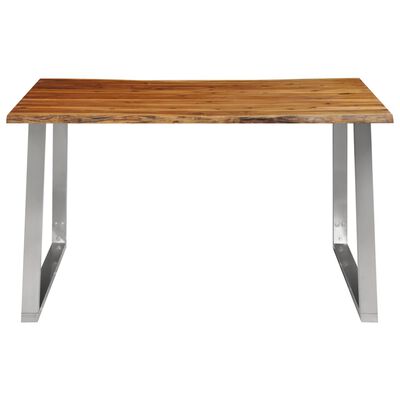 vidaXL Jedilna miza 140x80x75 cm trden akacijev les in nerjaveče jeklo
