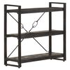 vidaXL Knjižna omara 3-nadstropna črna 90x30x80 cm trden mangov les