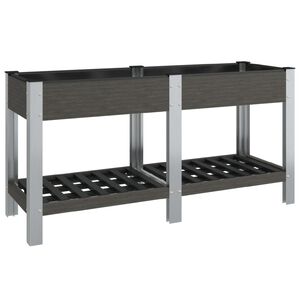 vidaXL Visoka greda s polico siva 175x50x75 cm WPC
