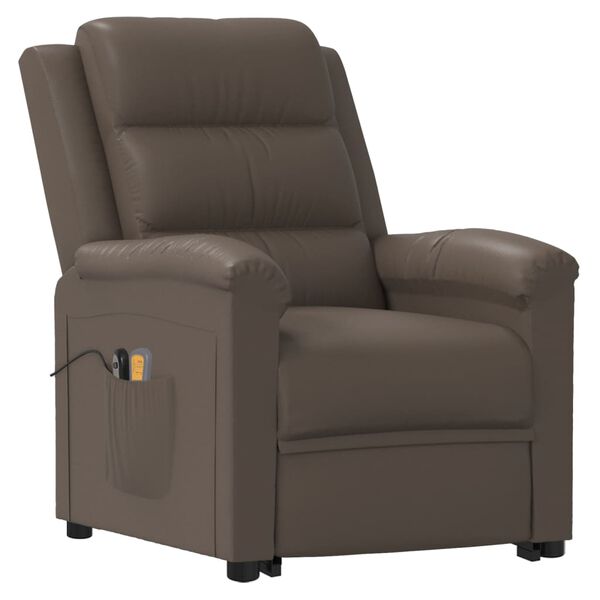 vidaXL Masažni stol s funkcijo vstajanja sivo umetno usnje