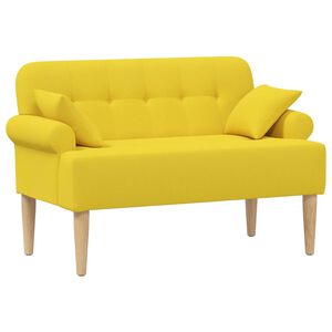 vidaXL Dvojnica s gumbi Svetlo rumena 120 x 65 x 79 cm Blago
