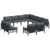 vidaXL Vrtna sedežna garnitura 11 kos Črna Jeklo