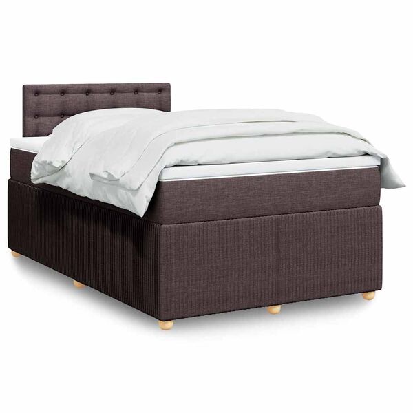 vidaXL Box spring postelja z vzmetnico temno rjava 120x190 cm blago