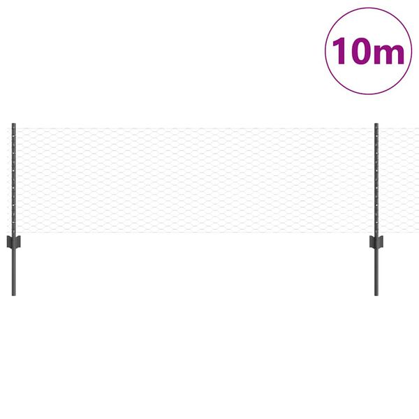 vidaXL Ograja s stebrom Siva 0,6 x 10 m Jeklo in PVC