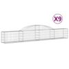 vidaXL Obokane gabion ko&scaron;are 9 kosi 300x30x40/60 cm pocinkano železo