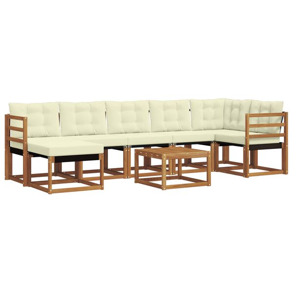 vidaXL Zunanja garnitura za sedenje z blazino 8 pcs Naravna in smetana