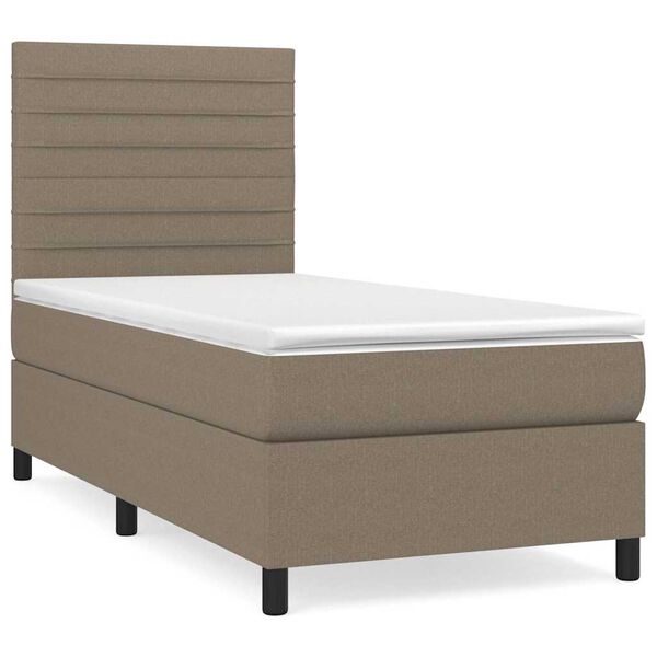 vidaXL Box spring postelja z vzmetnico taupe 90x190 cm blago