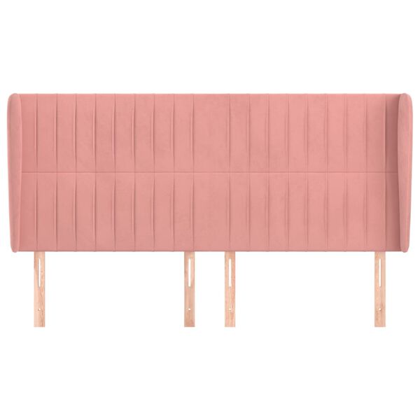 vidaXL Vzglavje z u&scaron;esi roza 203x23x118/128 cm žamet