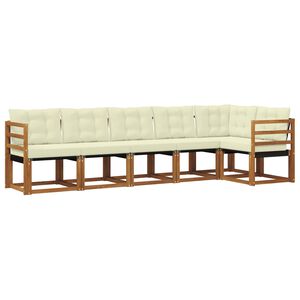vidaXL Zunanja garnitura za sedenje z blazino 6 pcs Naravna in smetana