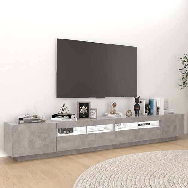 vidaXL TV omarica z LED lučkami betonsko siva 260x35x40 cm