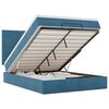vidaXL Otomanska postelja z vzmetnicami & LEDs temno modra 140x190cm