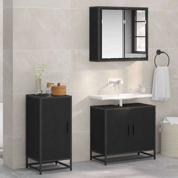 vidaXL Strani šal Črni hrast 35 x 35.5 x 76 cm Konstruiran les