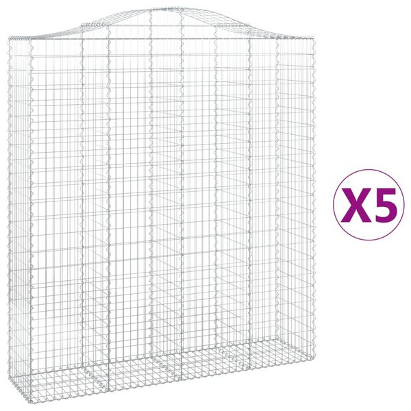 vidaXL Obokane gabion ko&scaron;are 5 kosi 200x50x220/240 cm pocinkano železo