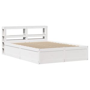 vidaXL Posteljni okvir z vzglavjem bel 120x190 cm trdna borovina