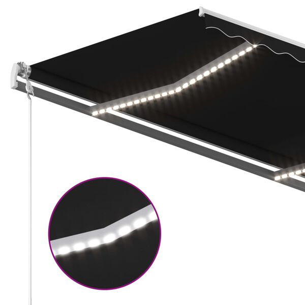 vidaXL Ročno zložljiva tenda z LED lučmi 3x2,5 m antracitna
