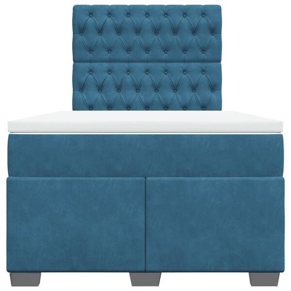 vidaXL Box spring postelja z vzmetnico modra 120x190 cm žamet