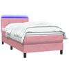 vidaXL Box spring postelja z vzmetnico LED Pink 100x220 cm Velvet