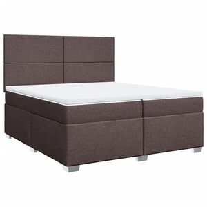 vidaXL Box spring postelja z vzmetnico temno rjav 200x200 cm blago