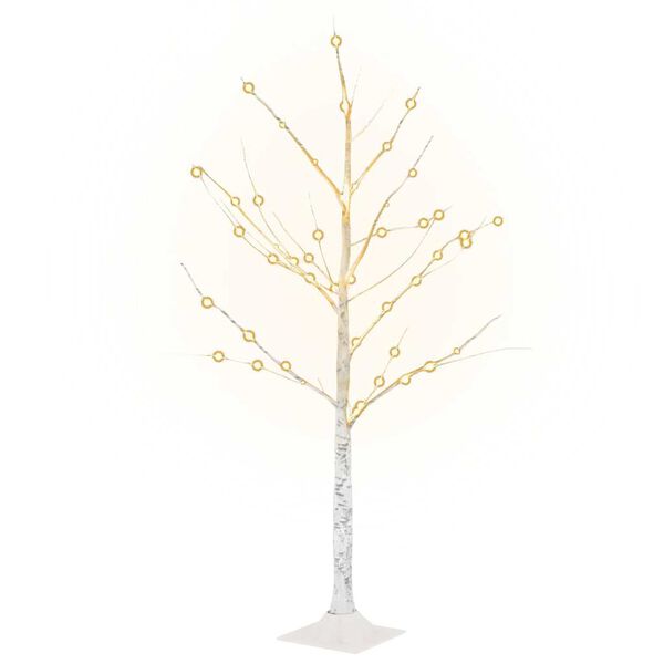 vidaXL LED bela breza toplo bela 48 LED lučk 120 cm