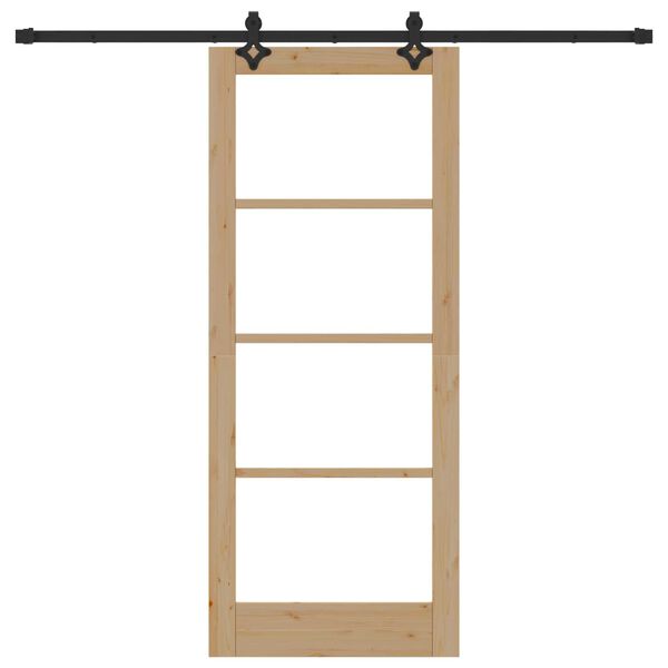 vidaXL Drsna vrata Naravna 83 x 202 cm Trden borov les in steklo