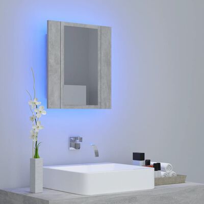 vidaXL LED kopalniška omarica z ogledalom betonsko siva 40x12x45 cm