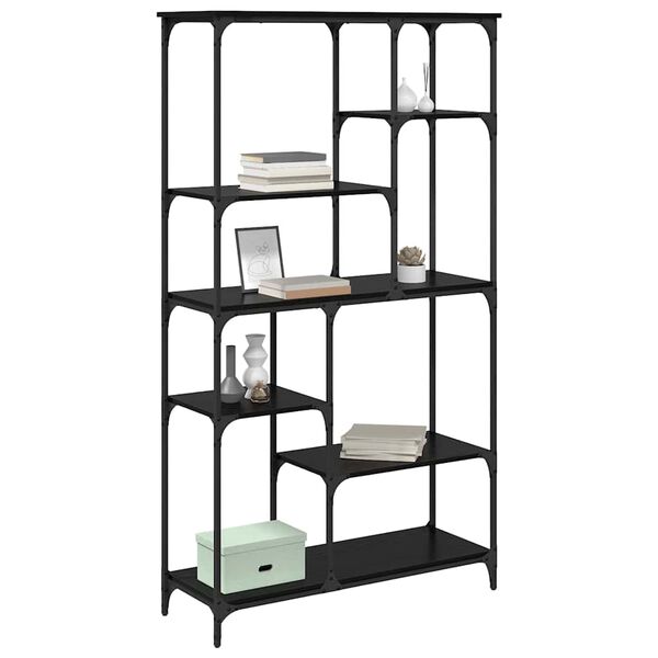 vidaXL Knjižna polica Črna Orehovina 99 x 35,5 x 176 cm