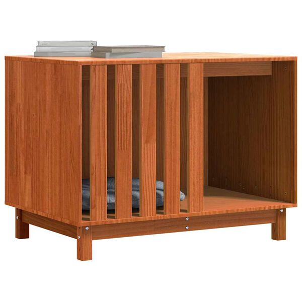 vidaXL Pasja hiša Voskast rjav 90 x 60 x 67 cm Masivno borovo les